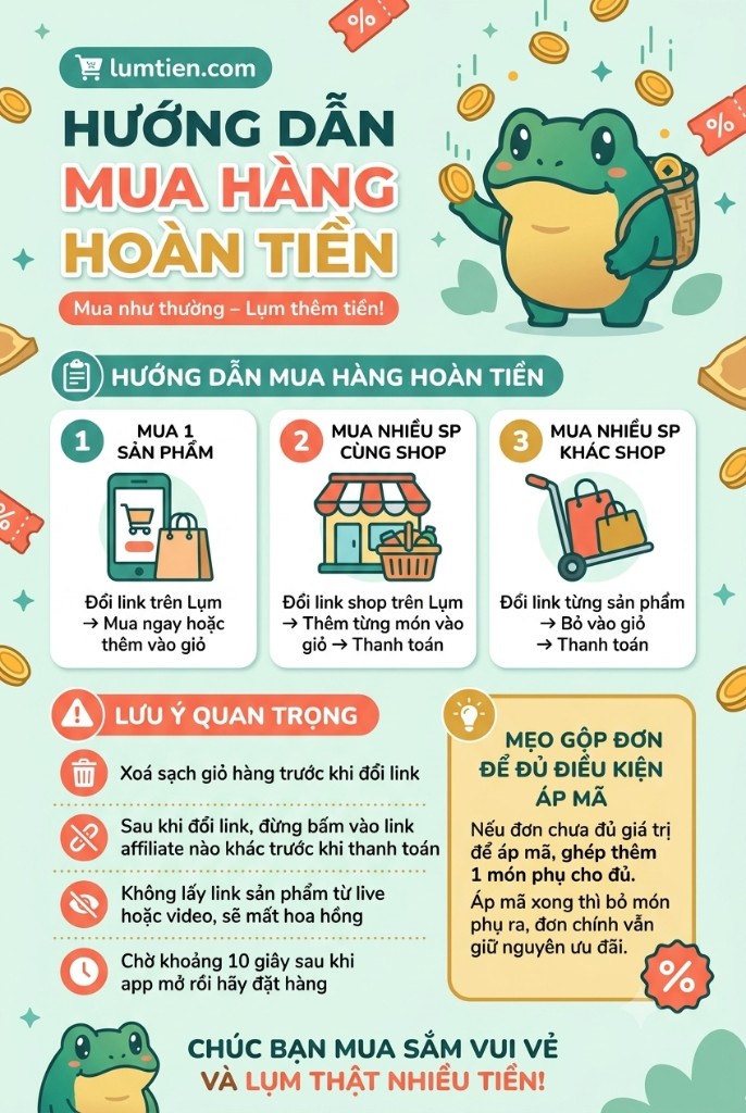 Hướng dẫn mua hàng hoàn tiền Lụm
